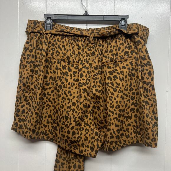 A New Day Cheetah Print Women's High Waisted Shorts w/ Tie Size XXL Pockets - Picture 6 of 12